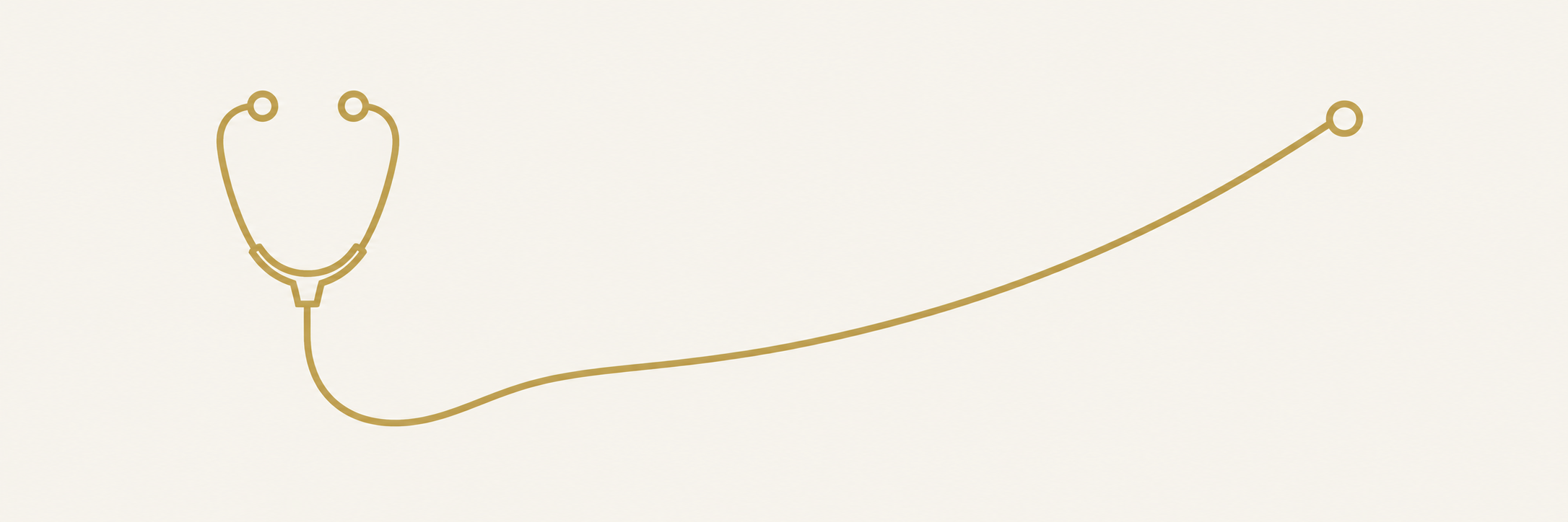 A gold line stethoscope extending into a rising curve